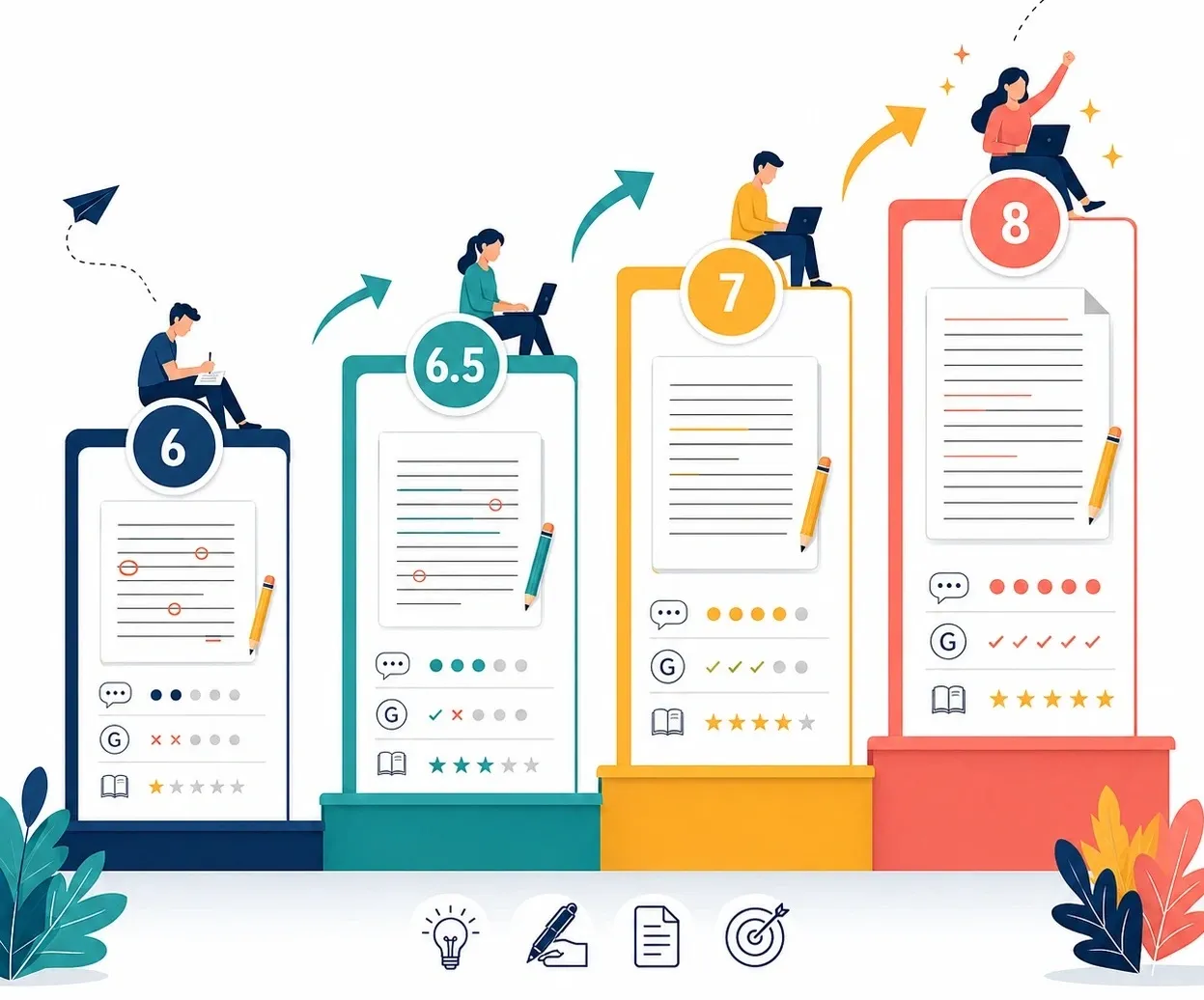 تفاوت Writing Band 6، 6.5، 7 و 8 چیست؟